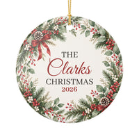 Ceramic Christmas Ornament Custom Family Name Holiday Gift