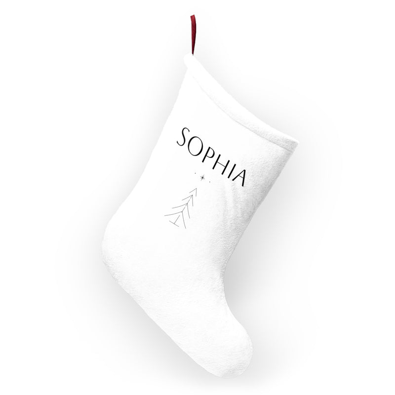 Personalized minimal Christmas tree stocking with custom name
