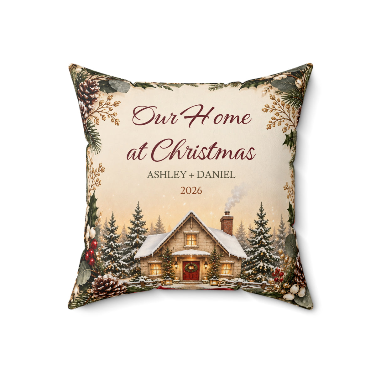 Newlywed Christmas Pillow, Names and Year – view 3