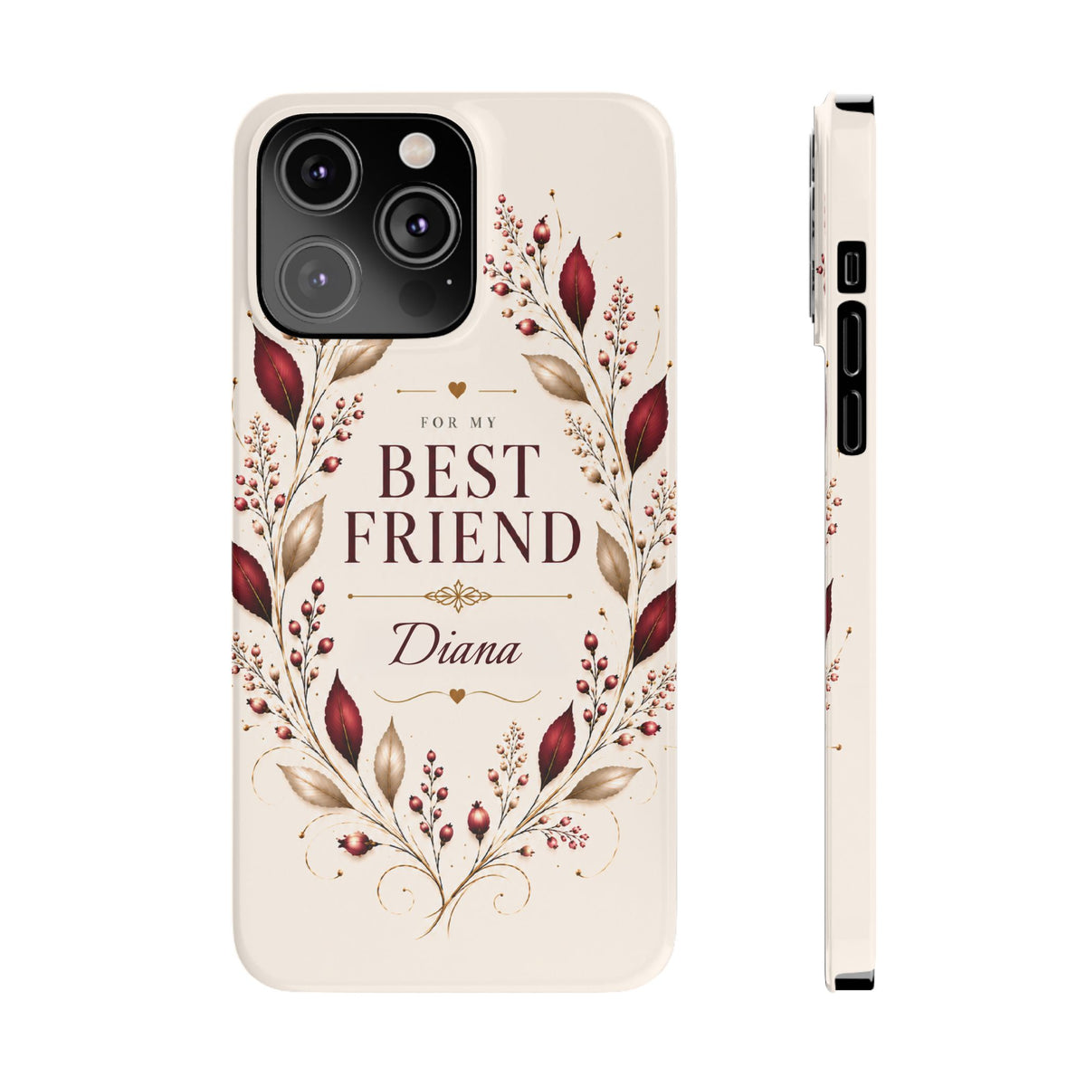 Personalized Best Friend Custom Name Floral Slim Phone Case Gift for Best Friend