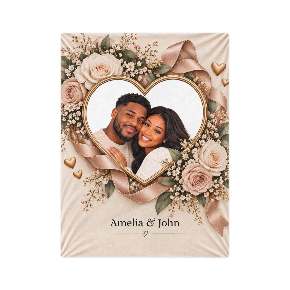 Personalized Couple Photo Blanket Custom Names Romantic Anniversary Gift for Couples
