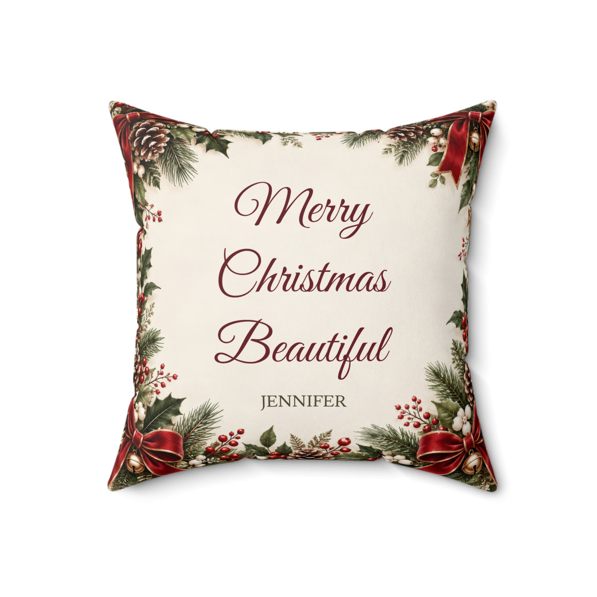 Merry Christmas Pillow with Custom Name – view 3