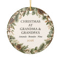 Personalized Grandkids Names Christmas Year Ceramic Ornament Granparents Keepsake