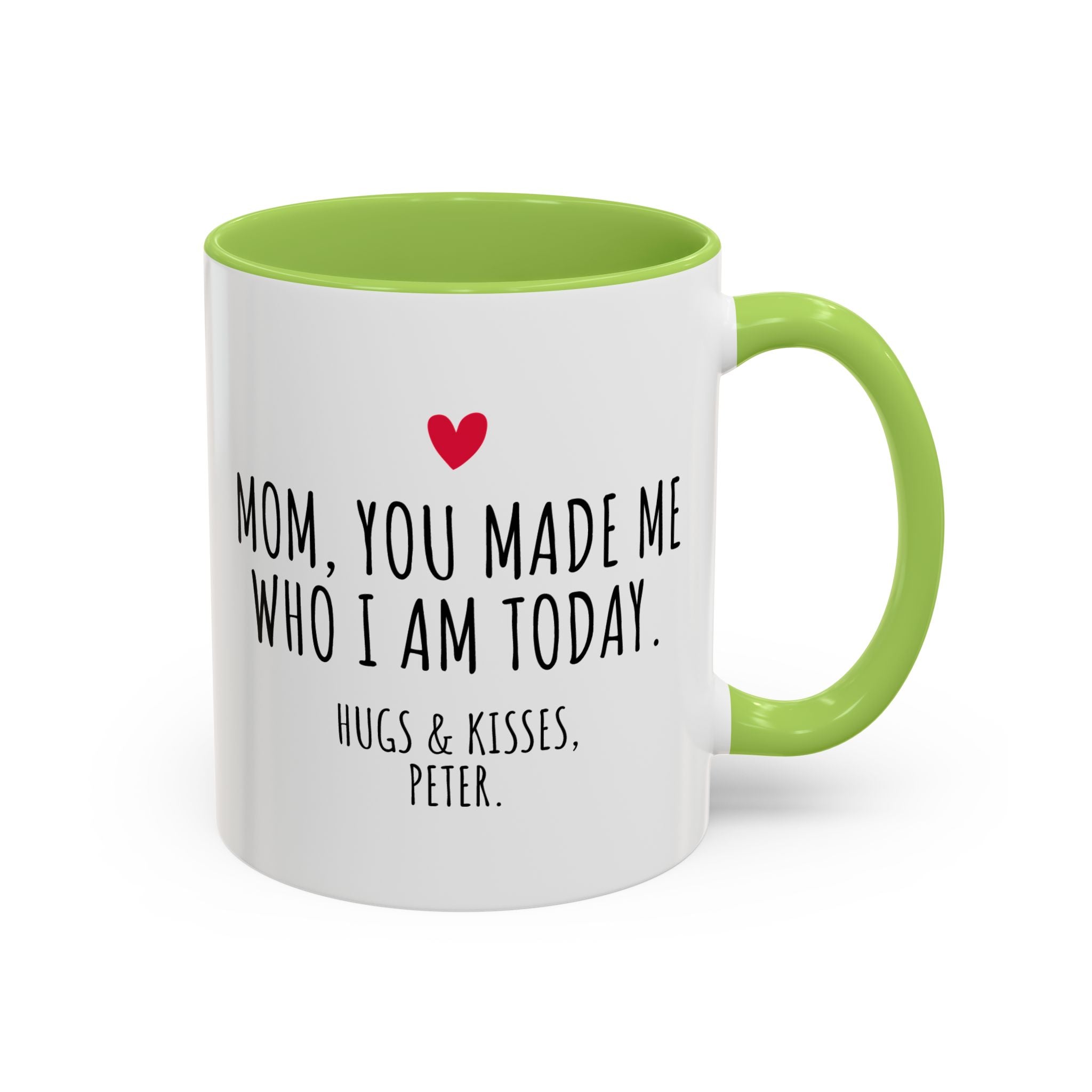 Copy of Personalized Heart Coffee Mug — "[Name], you’re the woman who makes my heart smile" (Accent 11/15oz)