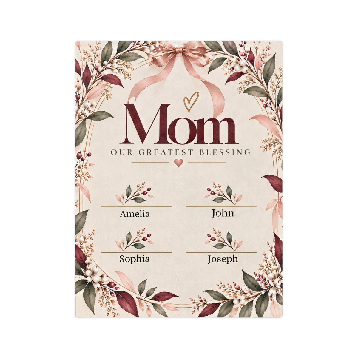 Personalized Mom Blanket Custom Kids Names Blanket Mother’s Day Gift from Children