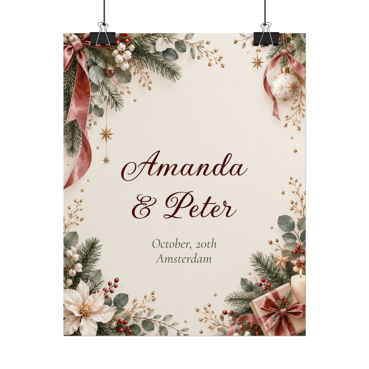 Couple Names, Date and Location Wall Art
