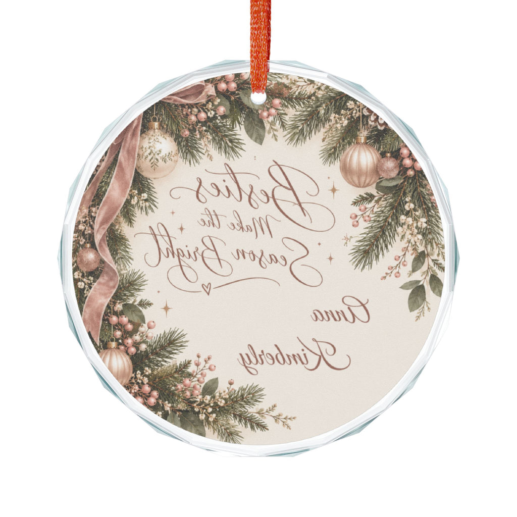 Best Friends Personalized Two Name Christmas Glass Ornament