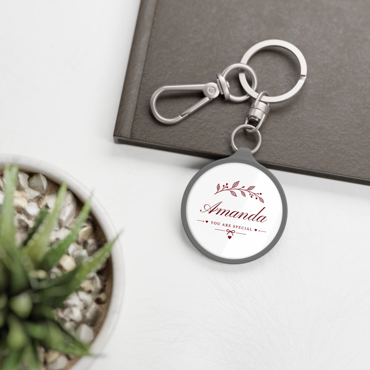 Personalized Name Custom Botanical Keychain Thoughtful Keyring Tag Gift for Her