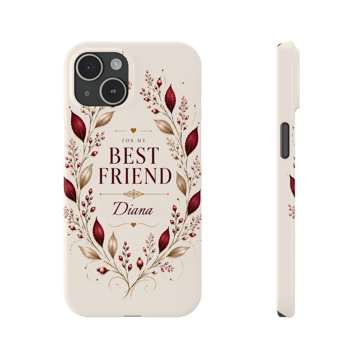 Personalized Best Friend Custom Name Floral Slim Phone Case Gift for Best Friend