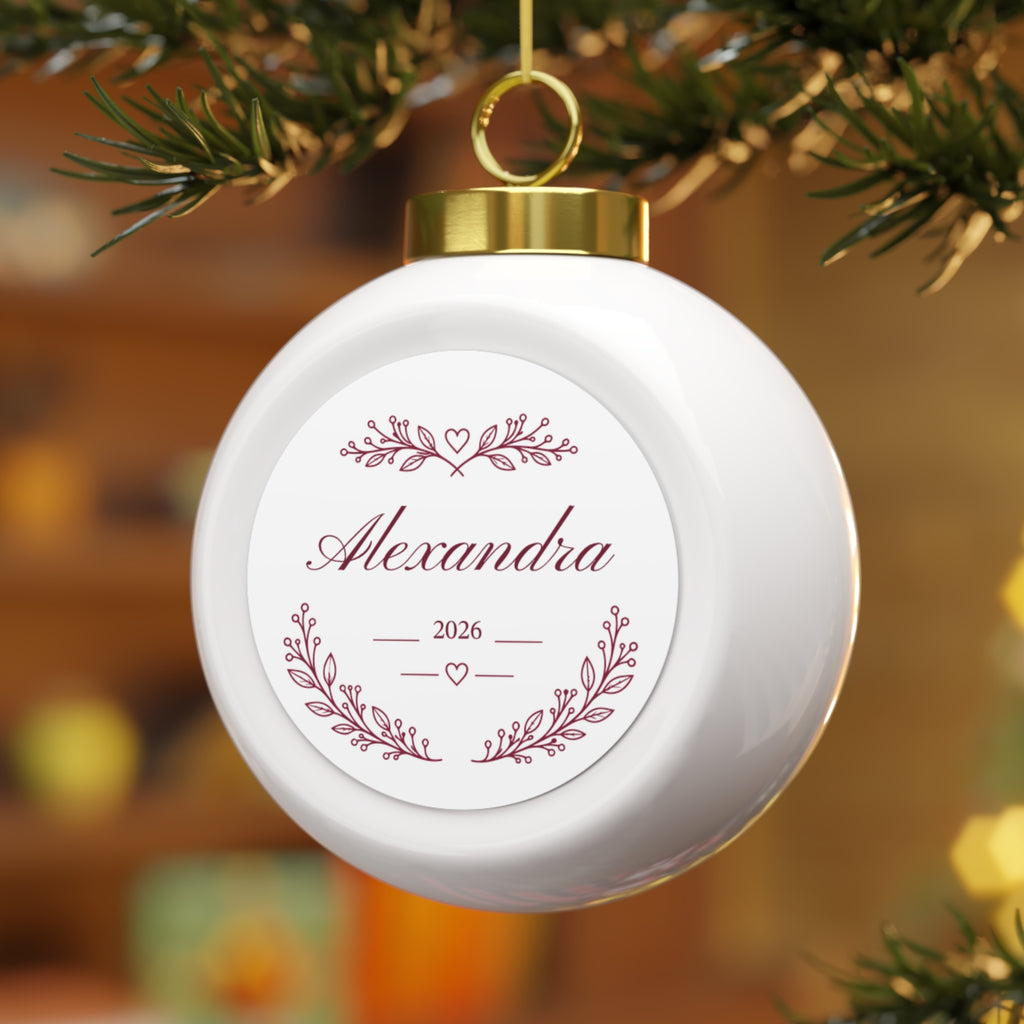 Poinsettia Wreath Christmas Ball Ornament – view 4