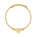Best friend heart cuff bracelet in gold finish, full cuff view with heart charm