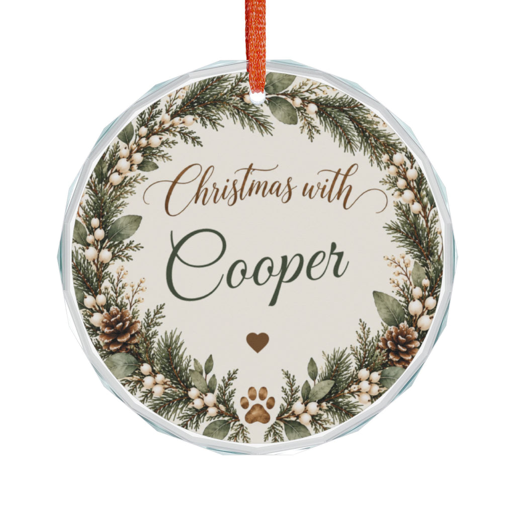Personalized Pet Name Glass Ornament Christmas Keepsake