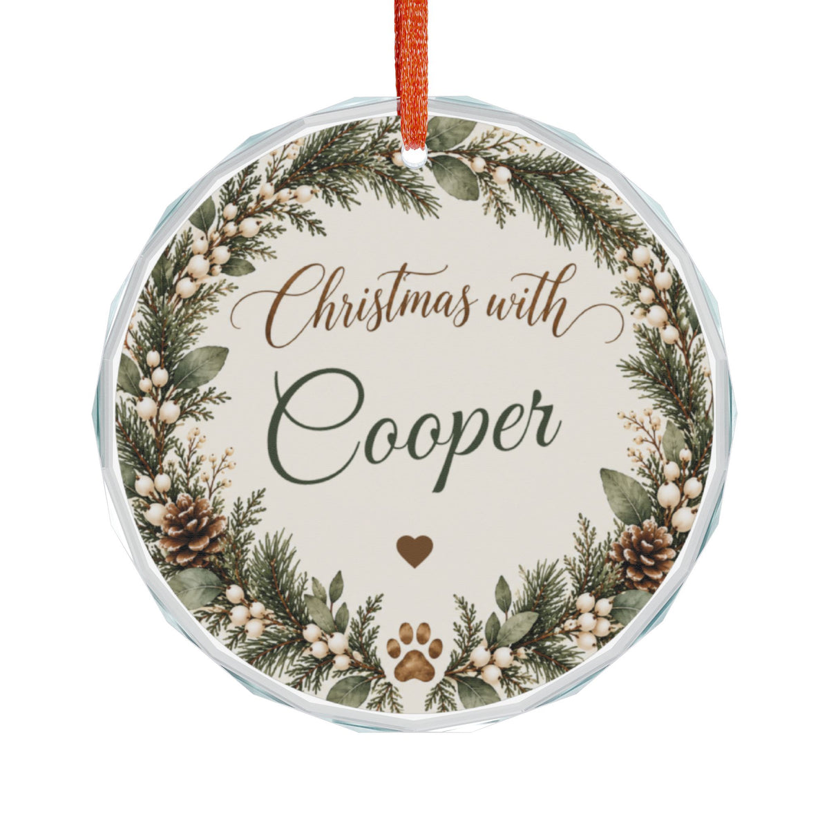 Personalized Pet Name Glass Ornament Christmas Keepsake
