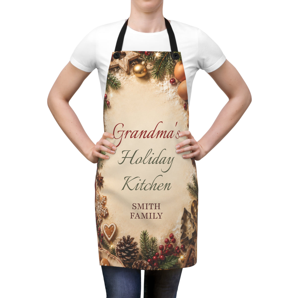 Grandparent Christmas Apron with Family Name – view 3