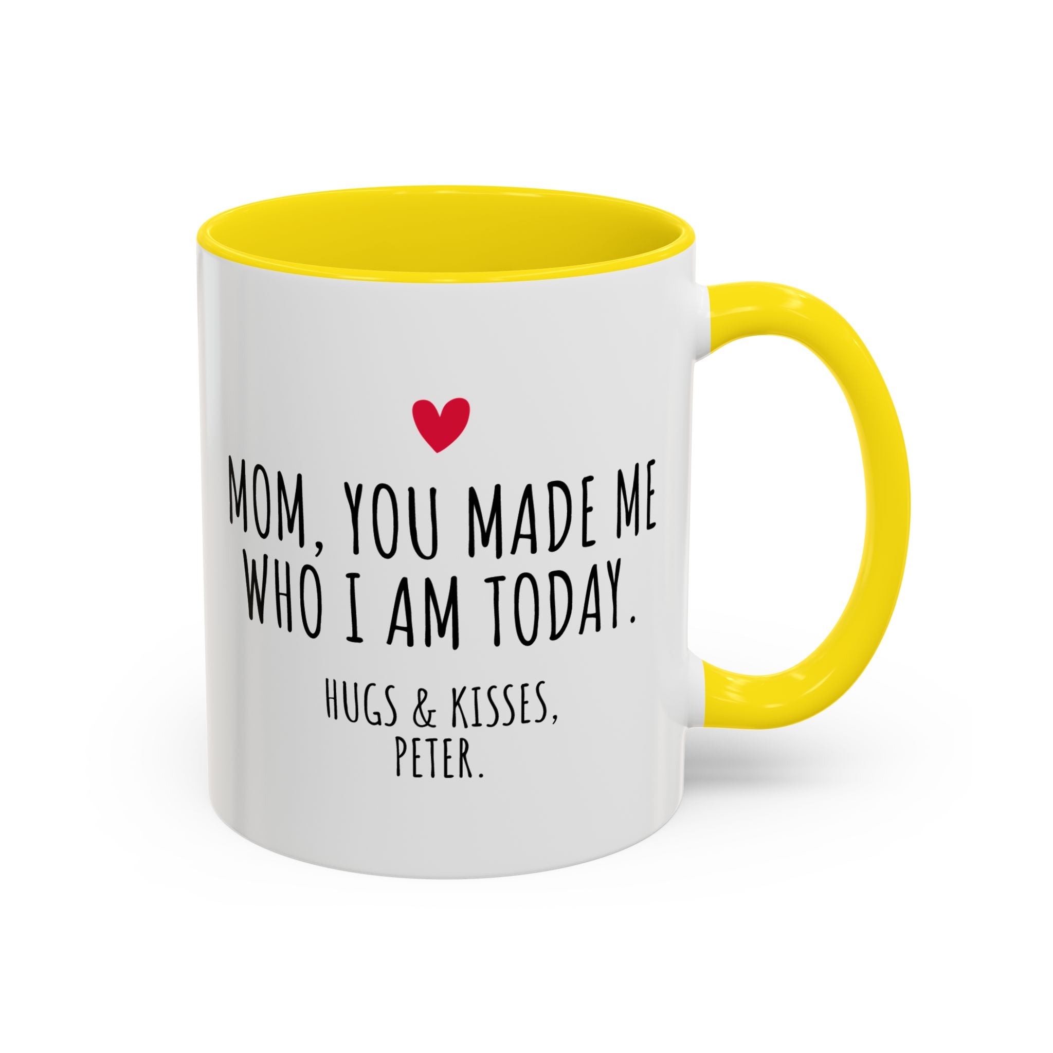 Copy of Personalized Heart Coffee Mug — "[Name], you’re the woman who makes my heart smile" (Accent 11/15oz)