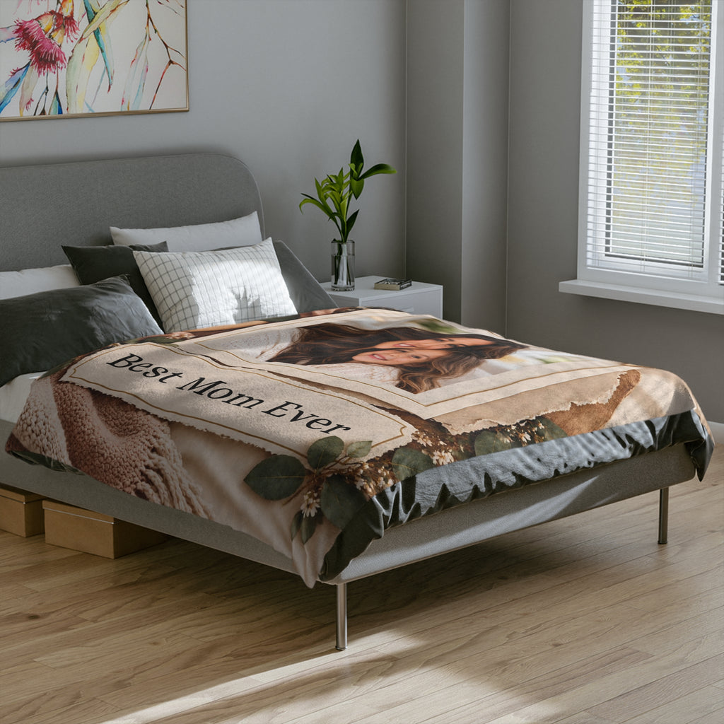 Personalized Mom Photo Blanket Custom Picture Best Mom Ever Gift