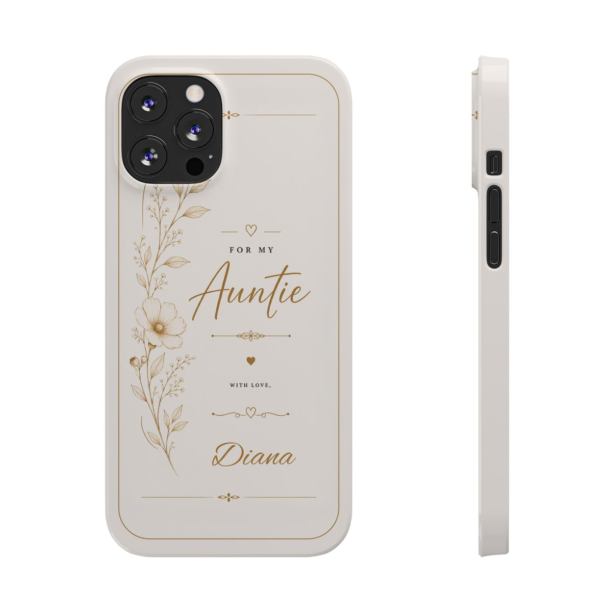 Personalized Auntie Custom Name Floral Slim Phone Case Gift for Aunt