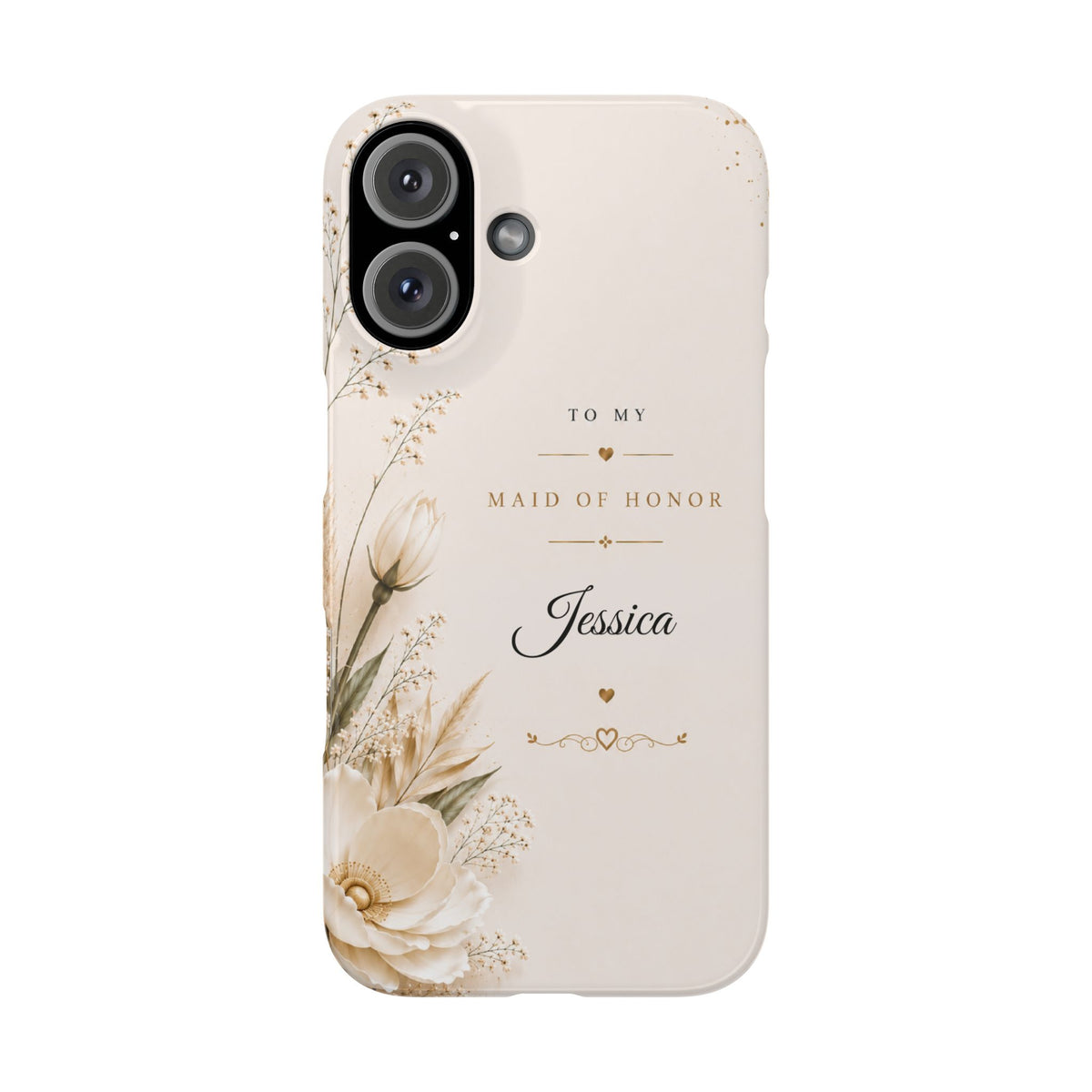 Personalized Maid of Honor Custom Name Floral Slim Case Wedding Party Gift