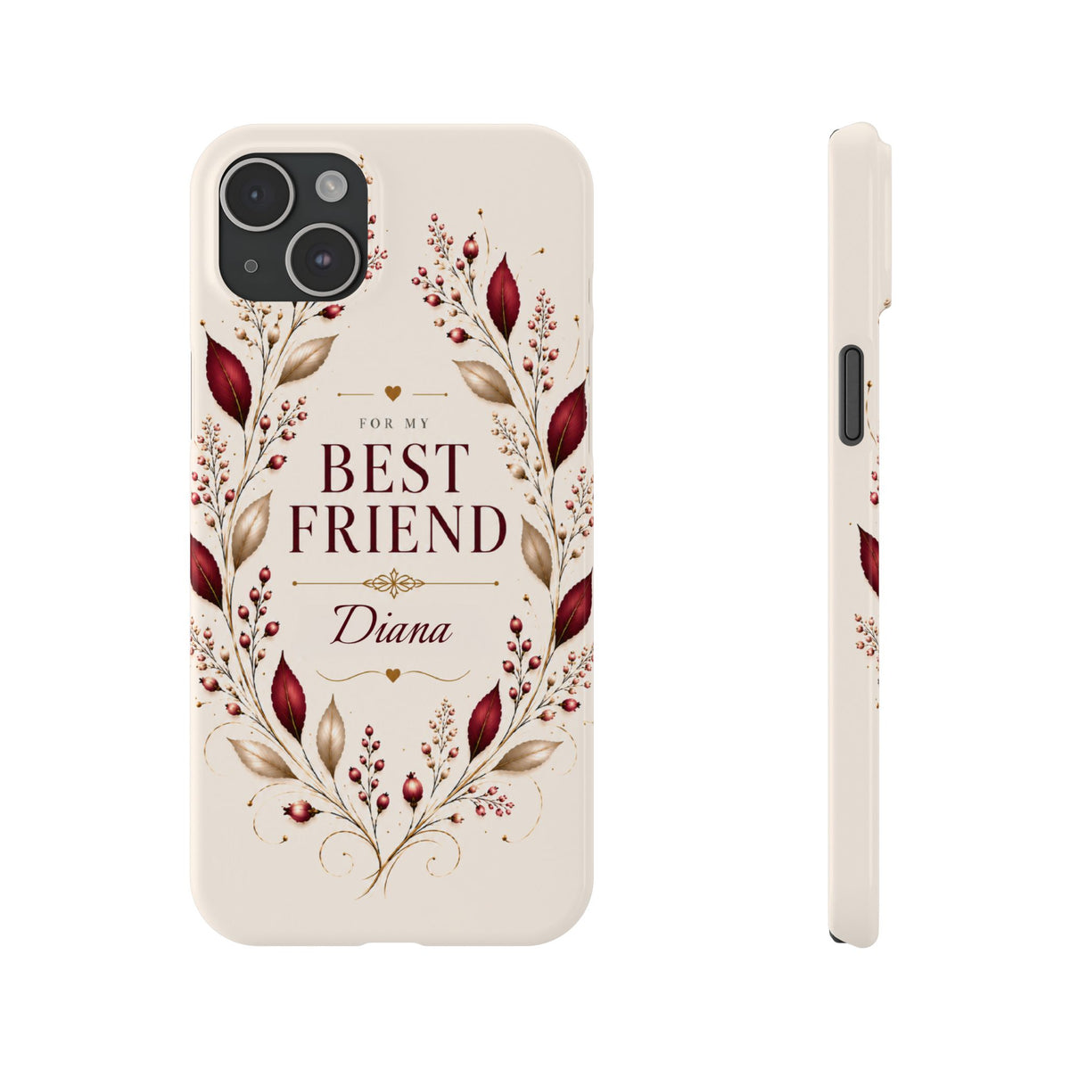 Personalized Best Friend Custom Name Floral Slim Phone Case Gift for Best Friend