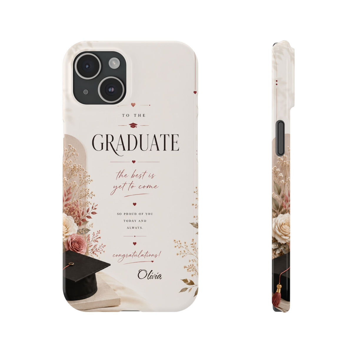 Personalized Graduate Custom Name Floral Graduation Slim Phone Case Gift for Graduate