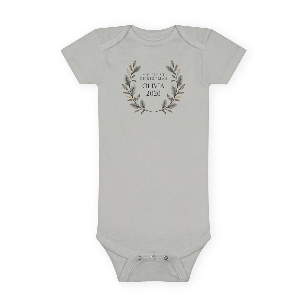 Personalized Baby First Christmas Bodysuit Custom Name and Year Baby Christmas Outfit