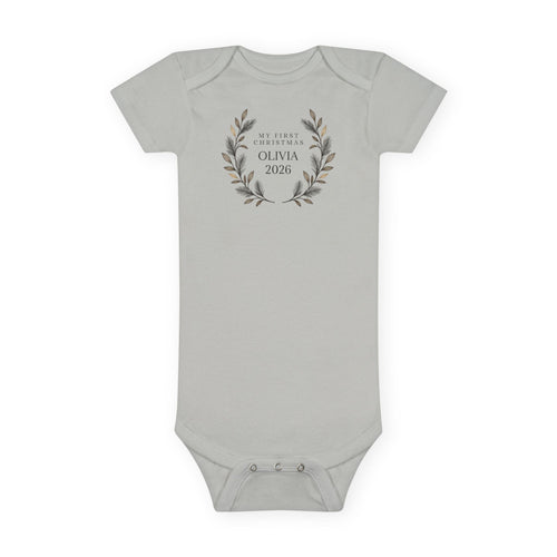 Personalized Baby First Christmas Bodysuit Custom Name and Year Baby Christmas Outfit