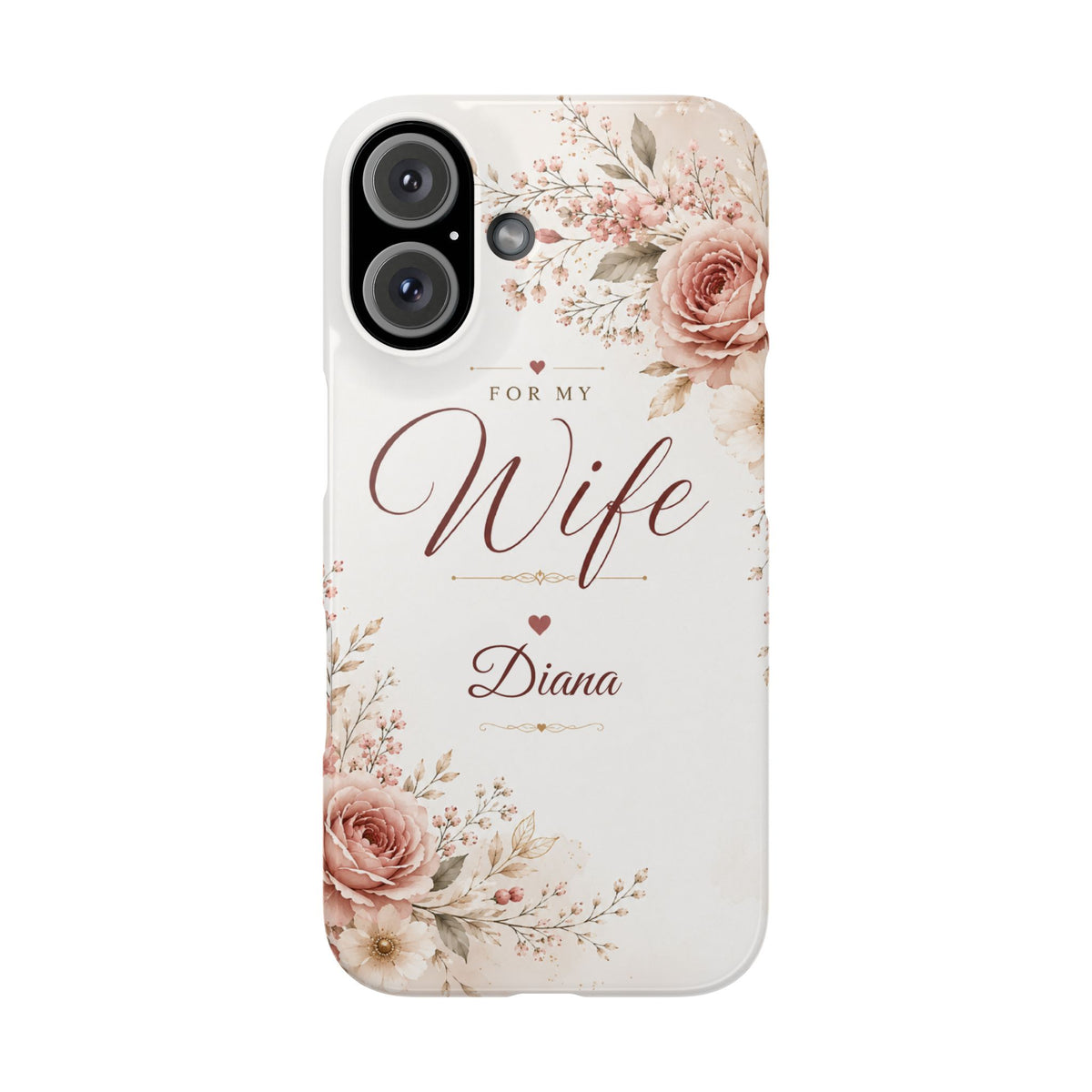 Personalized Wife Custom Name Floral Slim Phone Case Romantic Gift for Wife