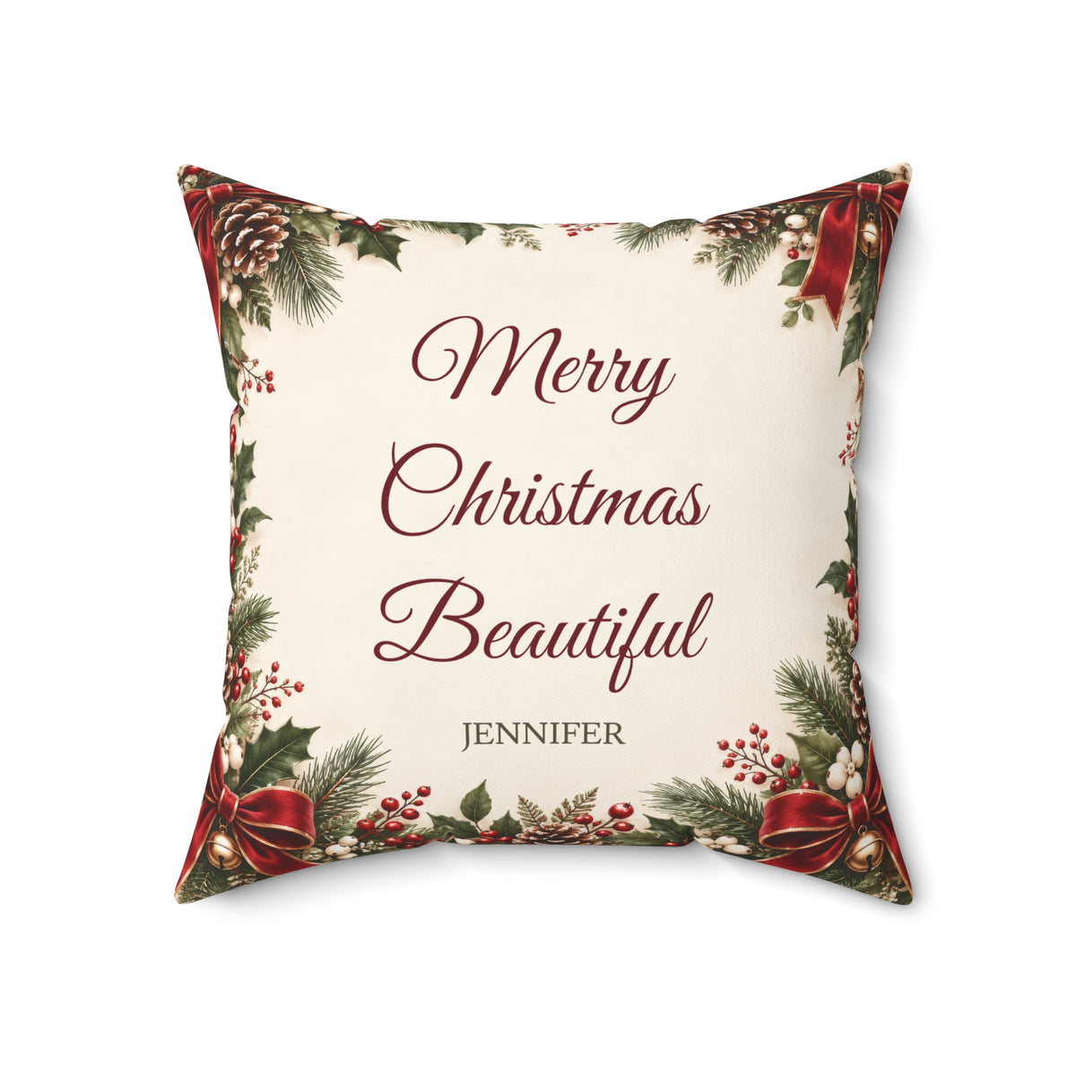 Merry Christmas Pillow with Custom Name – view 5