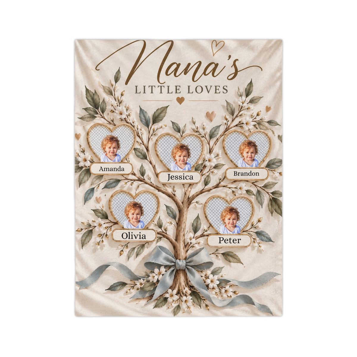 Personalized Nana Blanket Custom Grandkids Photo Nana’s Little Loves Gift