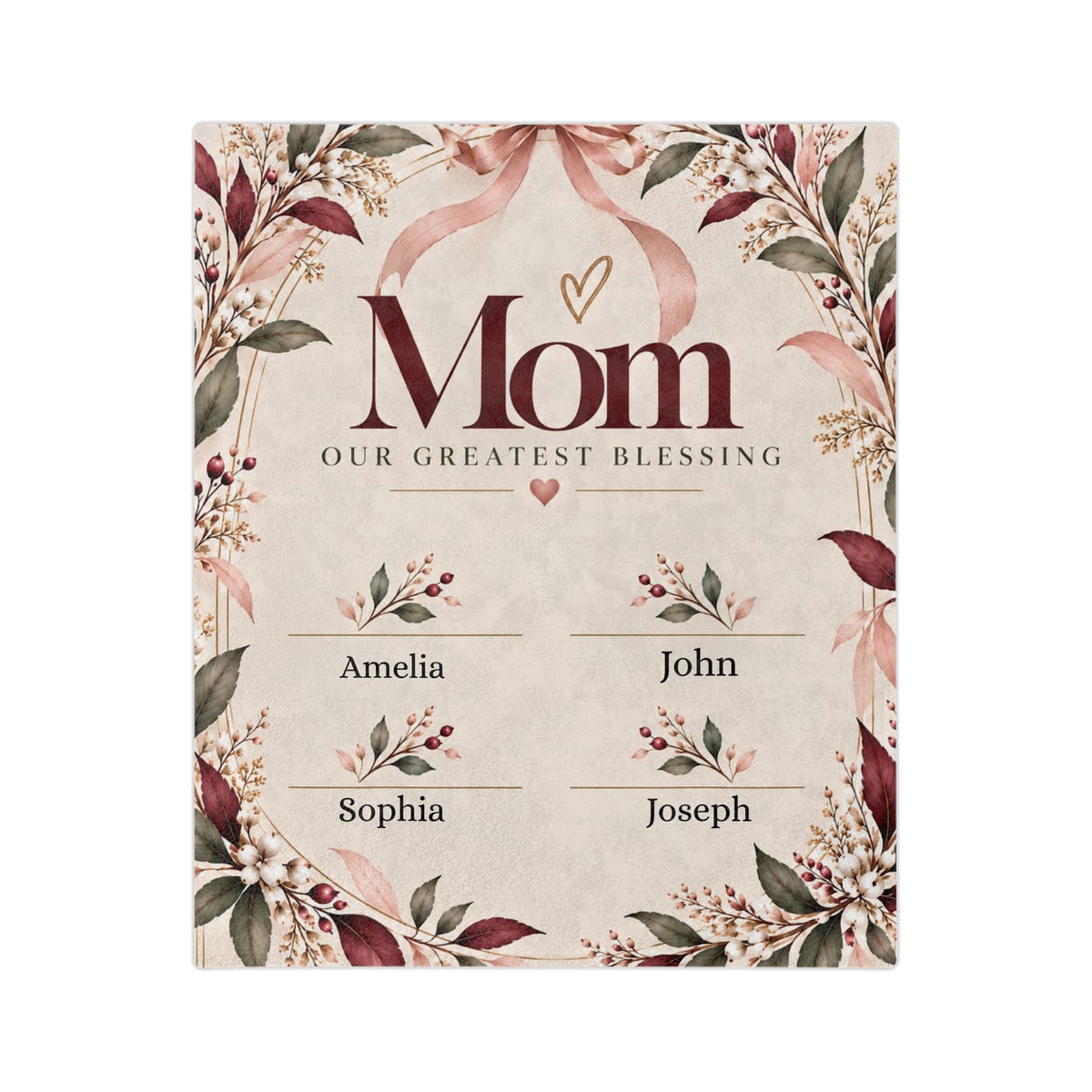 Personalized Mom Blanket Custom Kids Names Blanket Mother’s Day Gift from Children
