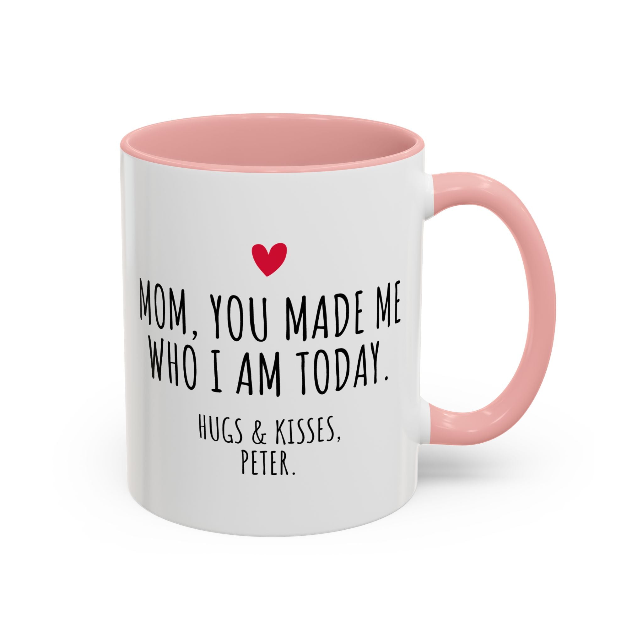 Copy of Personalized Heart Coffee Mug — "[Name], you’re the woman who makes my heart smile" (Accent 11/15oz)