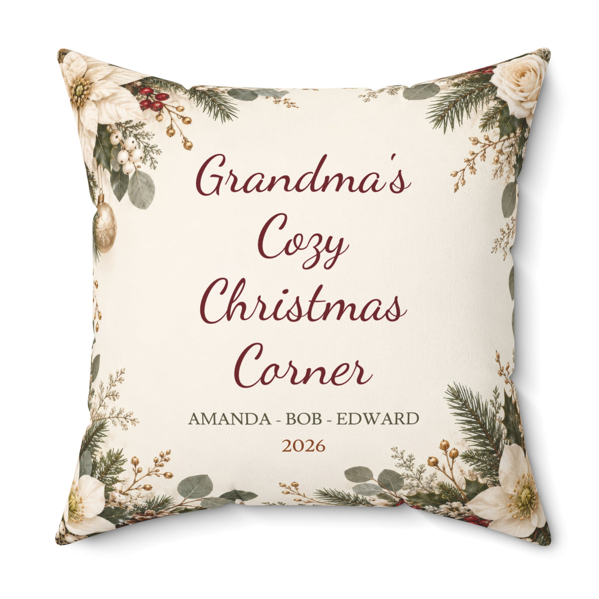 Grandma Christmas Pillow with Grandkids Names – view 7