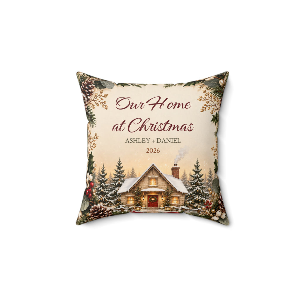 Personalized Newlywed Christmas Pillow Custom Couple Names and Year Holiday Gift