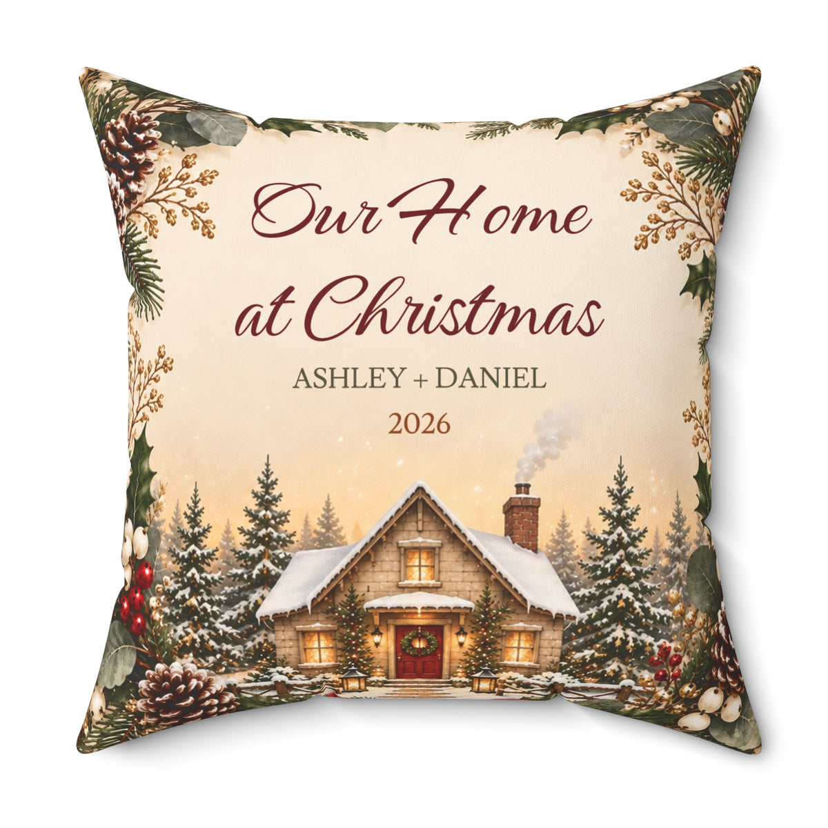 Newlywed Christmas Pillow, Names and Year – view 7