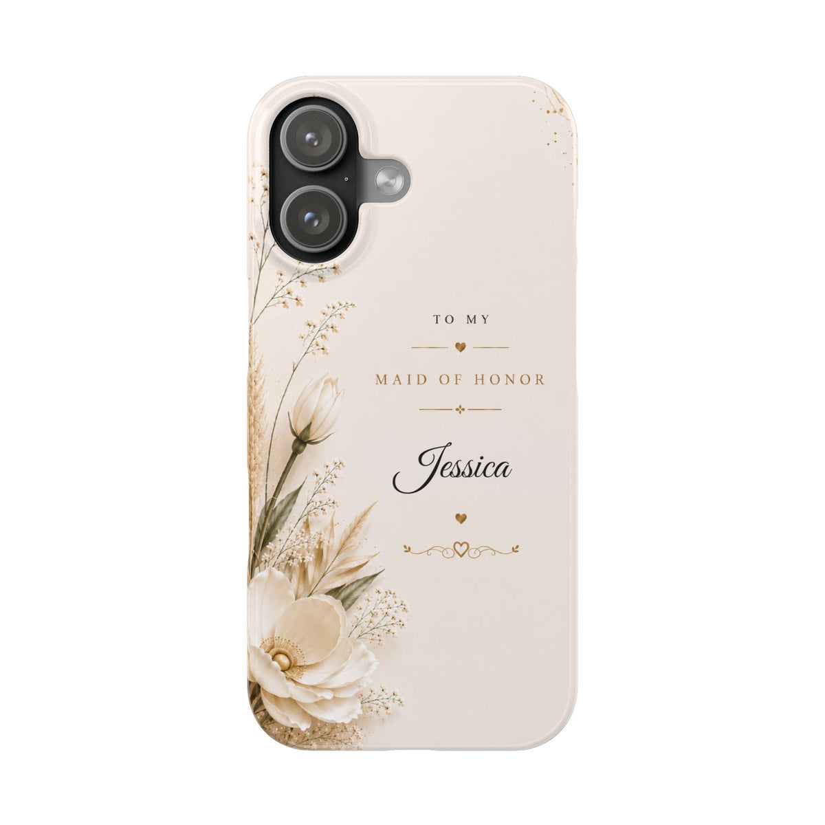 Personalized Maid of Honor Custom Name Floral Slim Case Wedding Party Gift