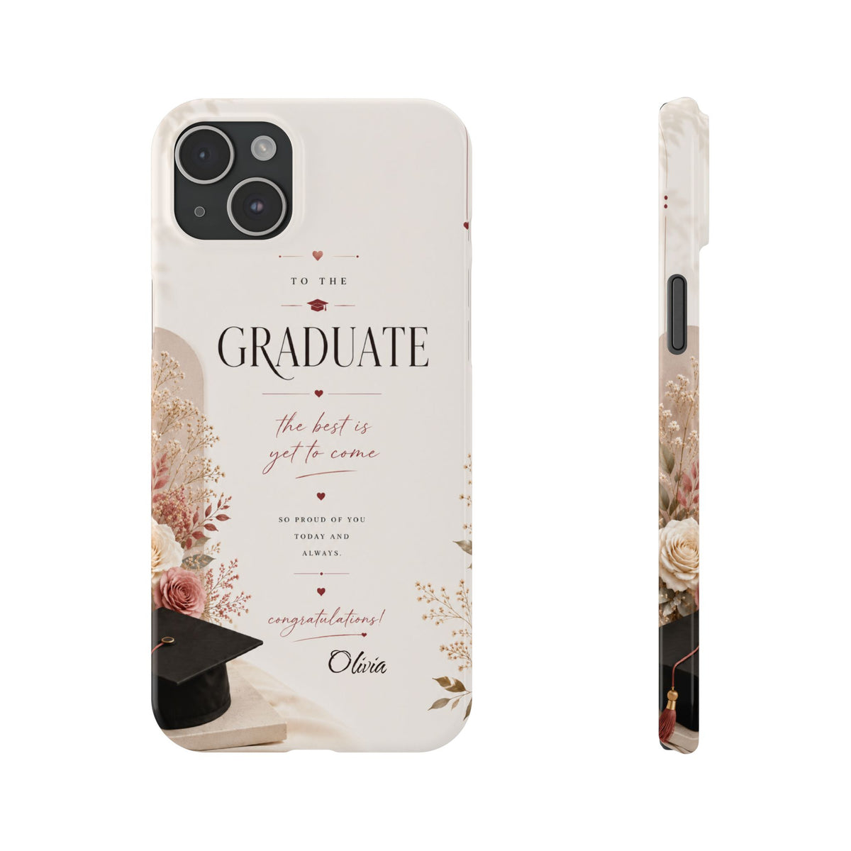 Personalized Graduate Custom Name Floral Graduation Slim Phone Case Gift for Graduate