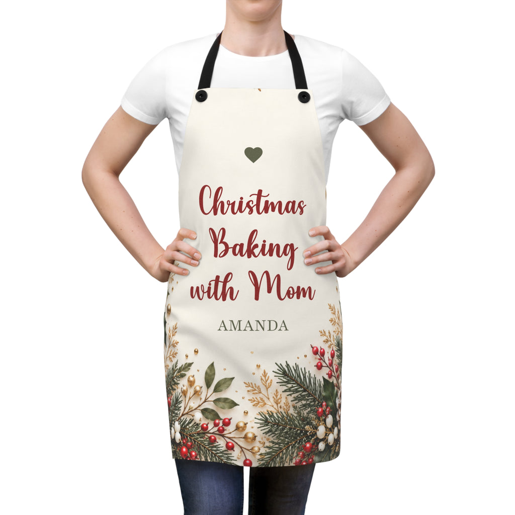 Mom Christmas Apron with Custom Name – view 3