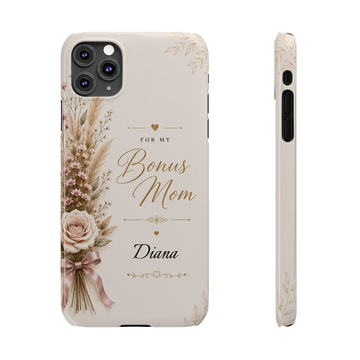 Personalized Bonus Mom Custom Name Floral Slim Phone Case Gift for Stepmom