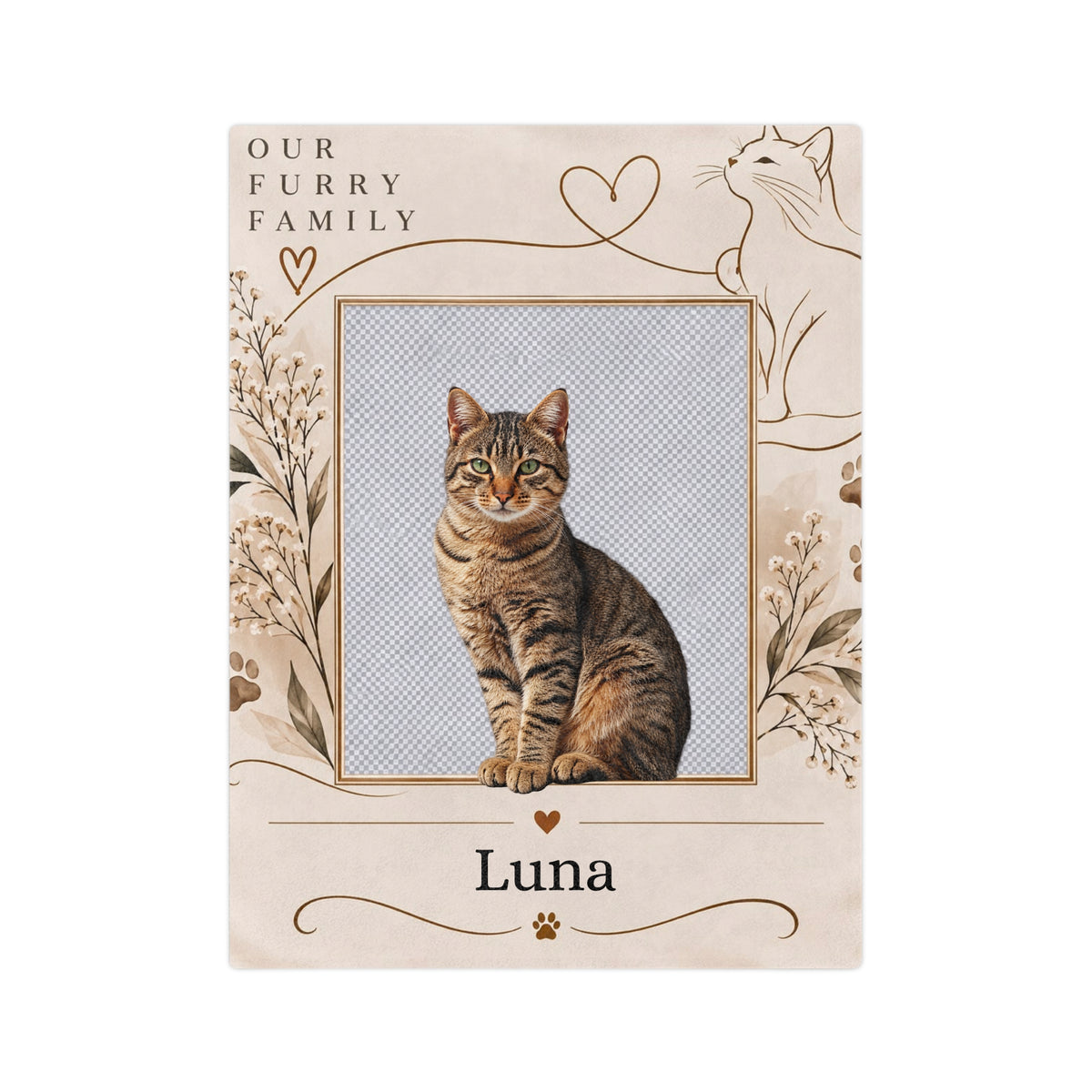 Personalized Cat Photo Blanket Custom Cat Name Cat Lover Keepsake Gift