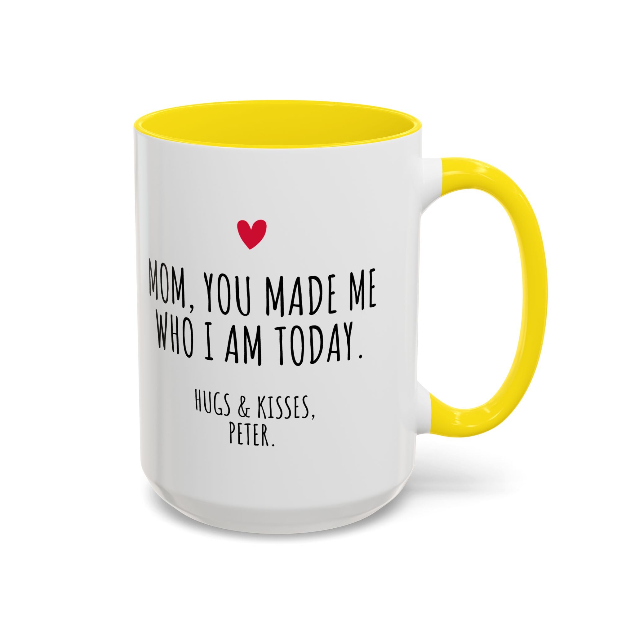 Copy of Personalized Heart Coffee Mug — "[Name], you’re the woman who makes my heart smile" (Accent 11/15oz)