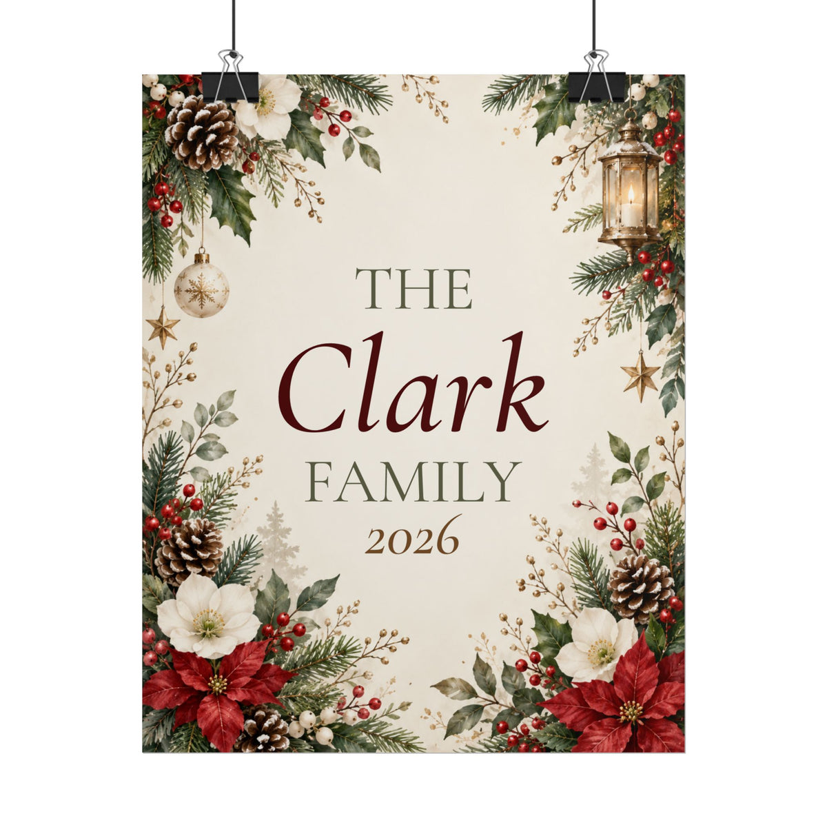 Family Christmas Print, Family Name and Year