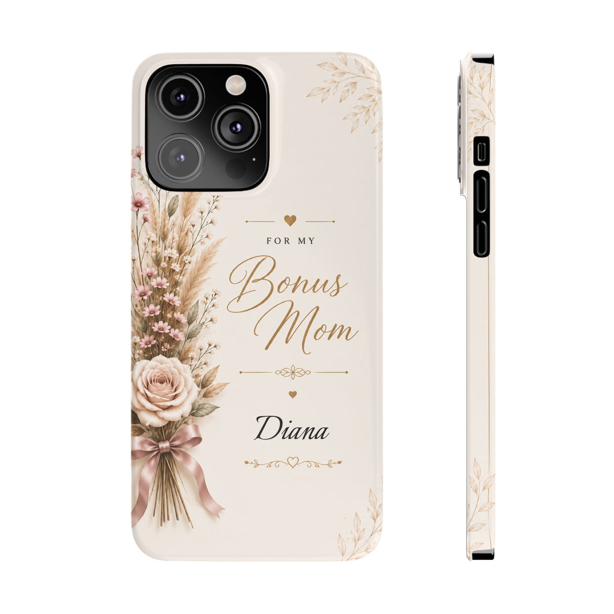 Personalized Bonus Mom Custom Name Floral Slim Phone Case Gift for Stepmom