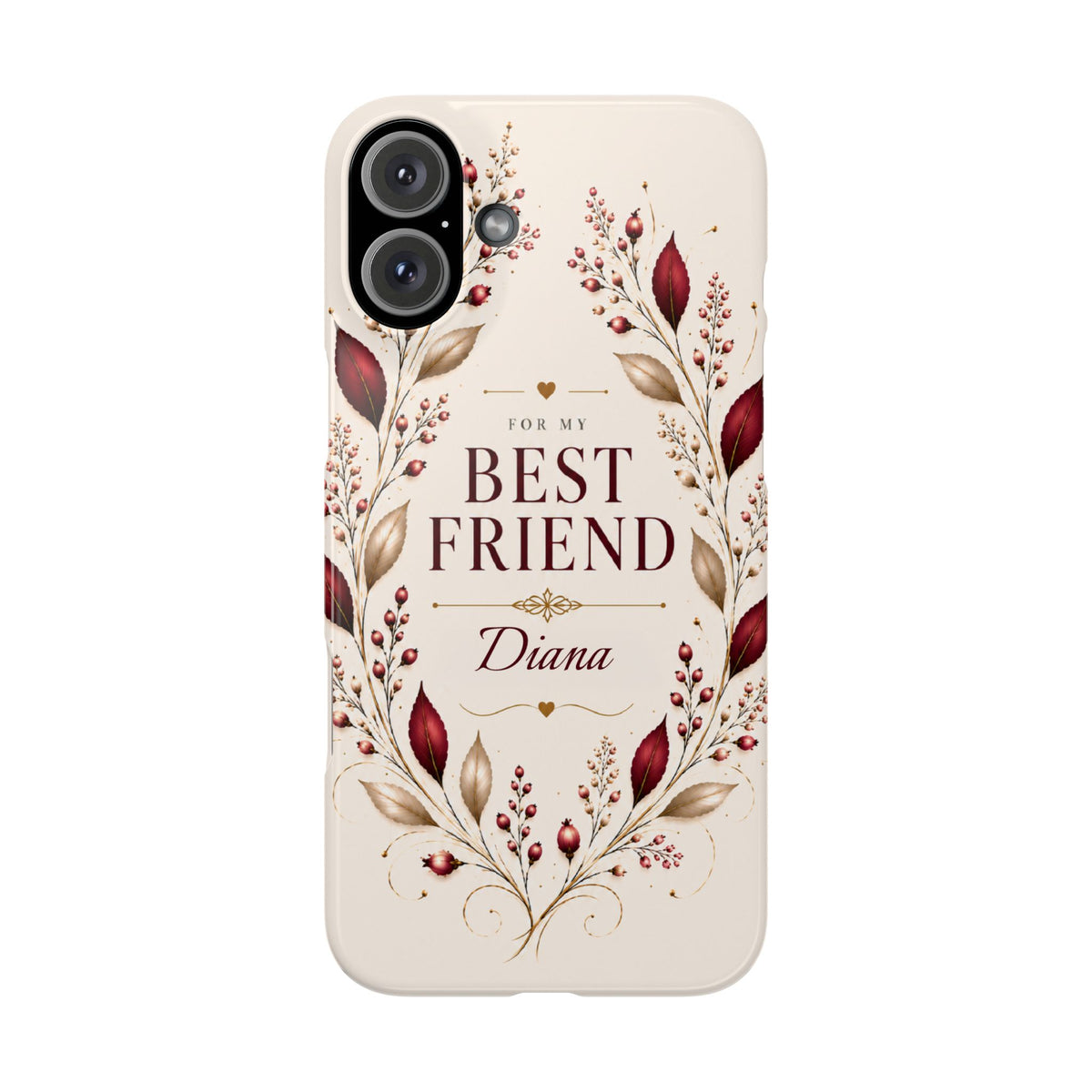 Personalized Best Friend Custom Name Floral Slim Phone Case Gift for Best Friend