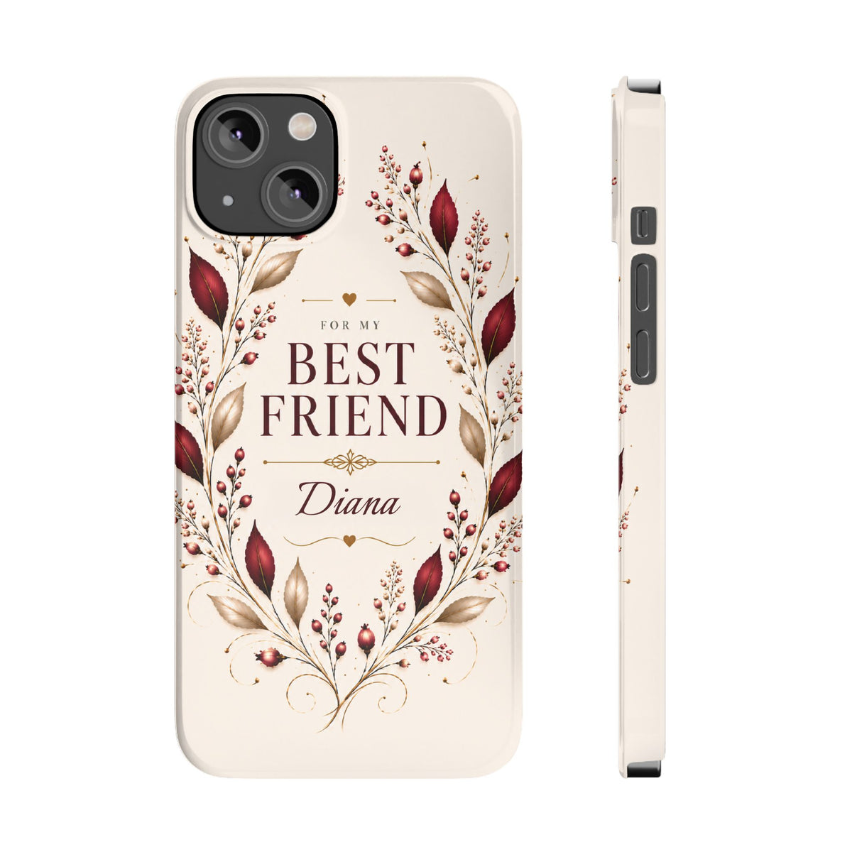 Personalized Best Friend Custom Name Floral Slim Phone Case Gift for Best Friend