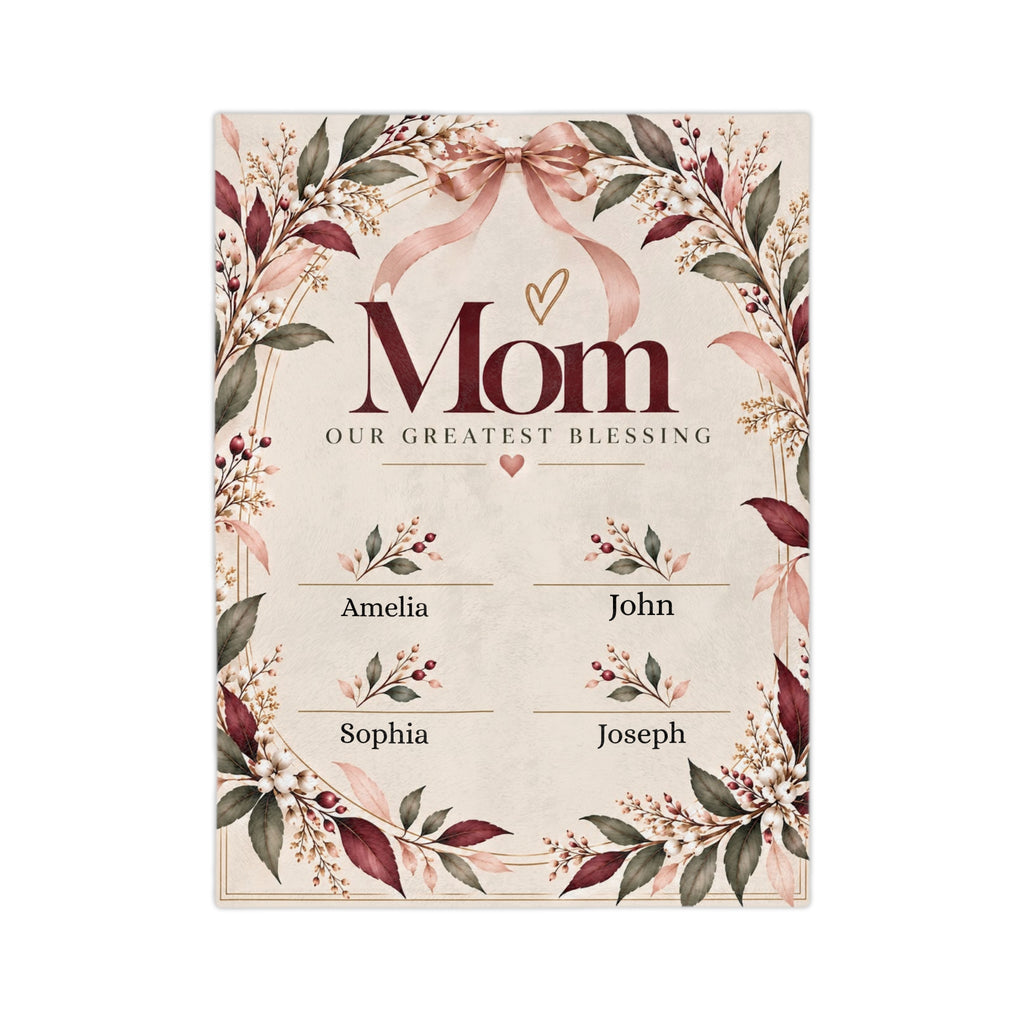 Personalized Mom Blanket Custom Kids Names Blanket Mother’s Day Gift from Children