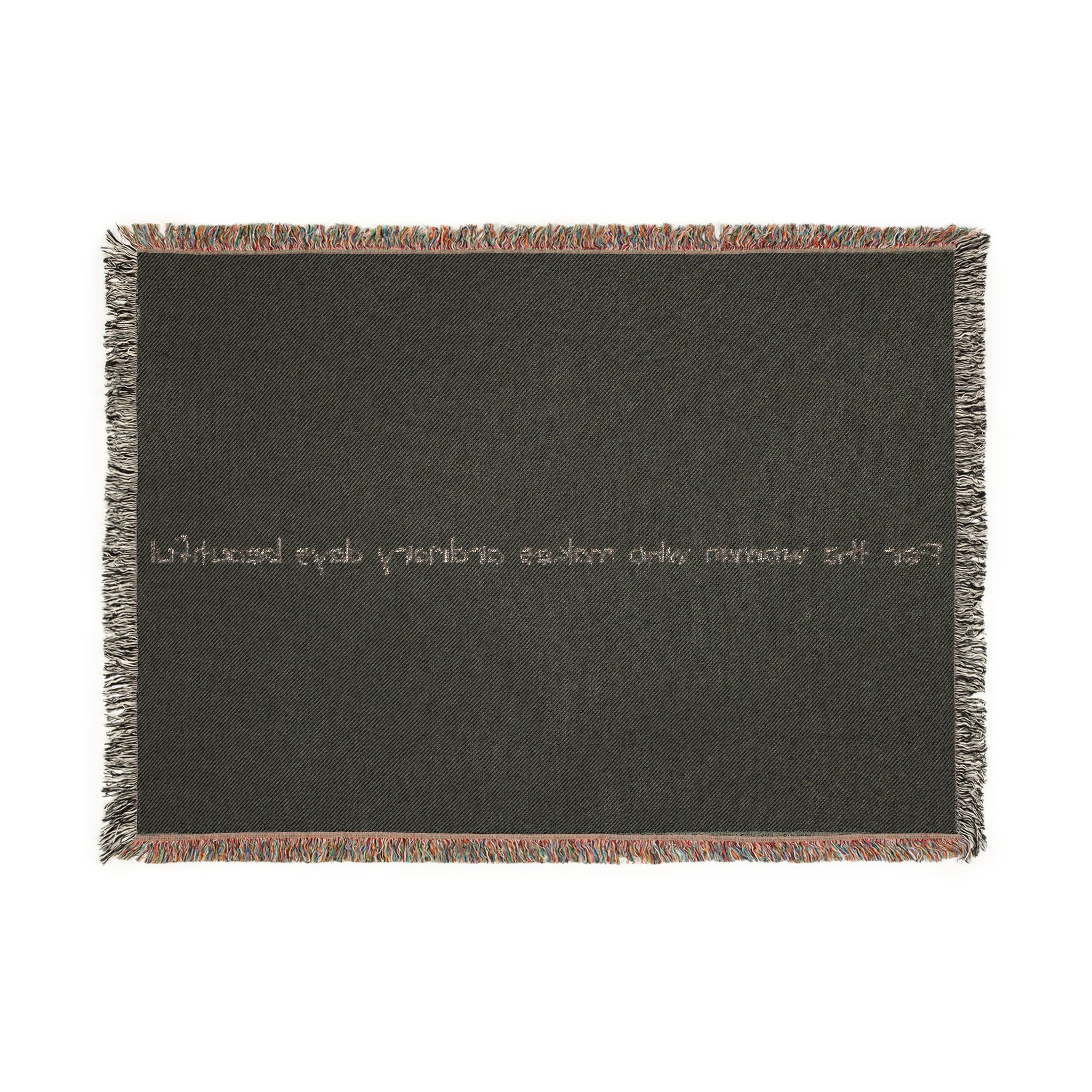 Woven Blanket — Minimal Script Fringe Throw Blanket (Cream or Charcoal)