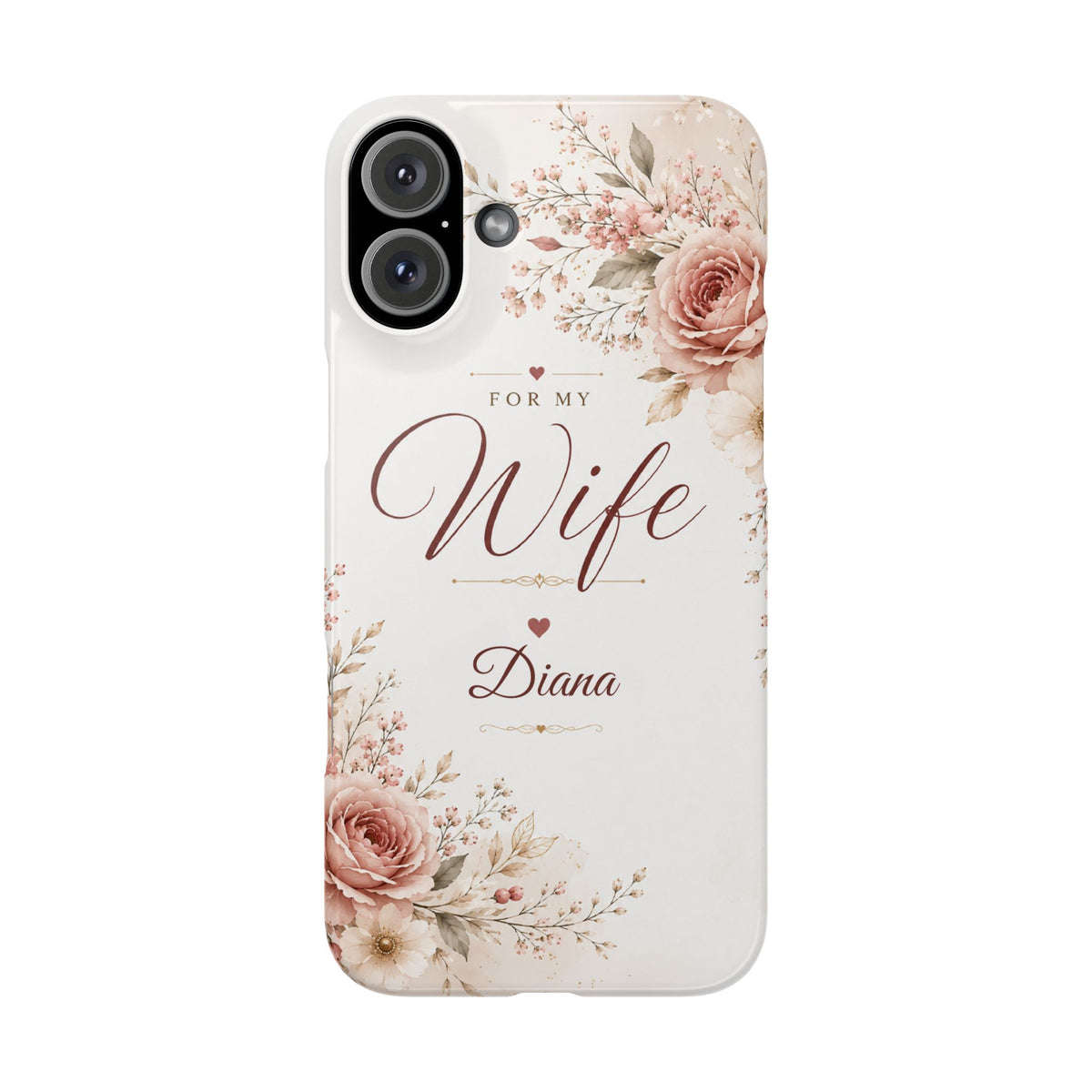 Personalized Wife Custom Name Floral Slim Phone Case Romantic Gift for Wife