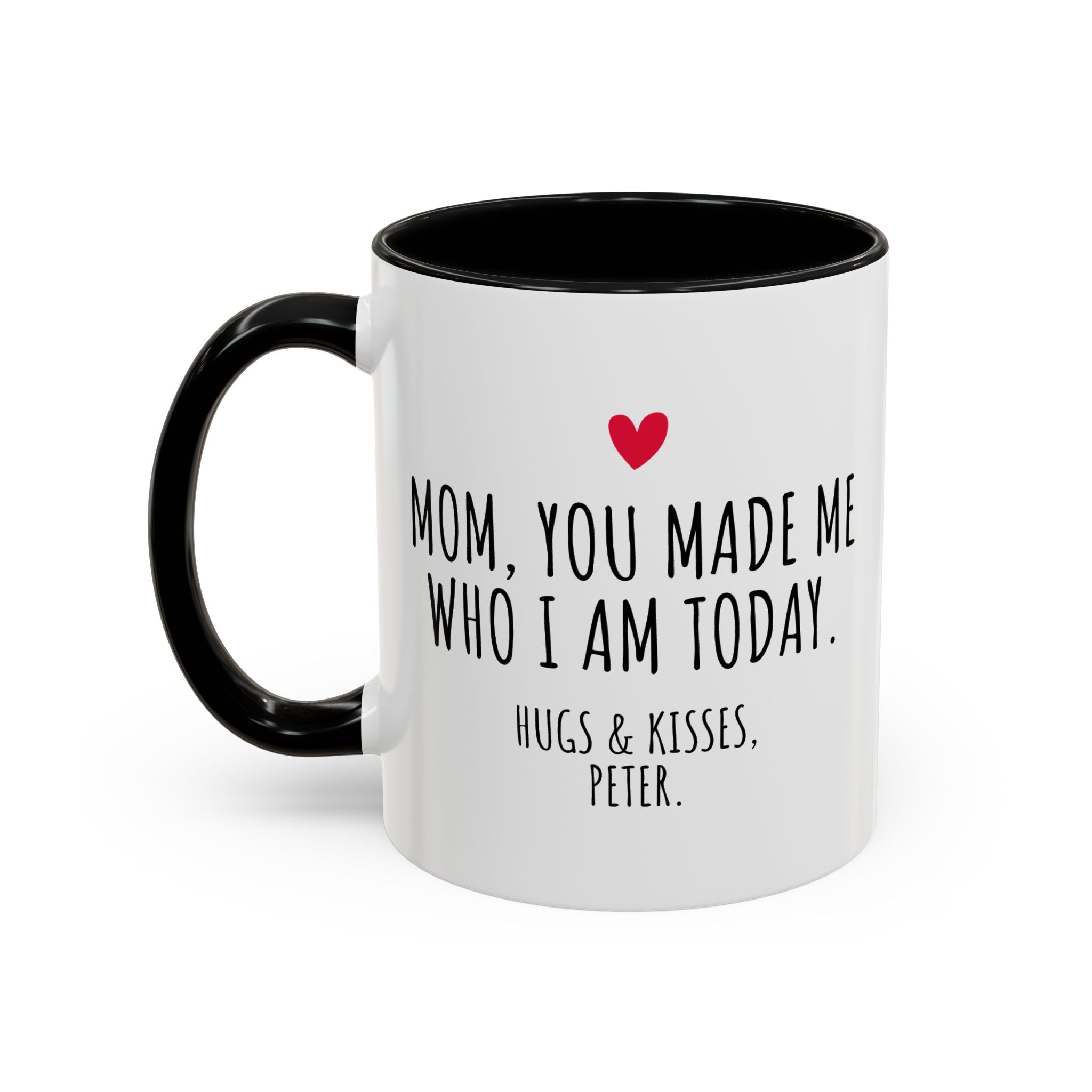 Copy of Personalized Heart Coffee Mug — "[Name], you’re the woman who makes my heart smile" (Accent 11/15oz)