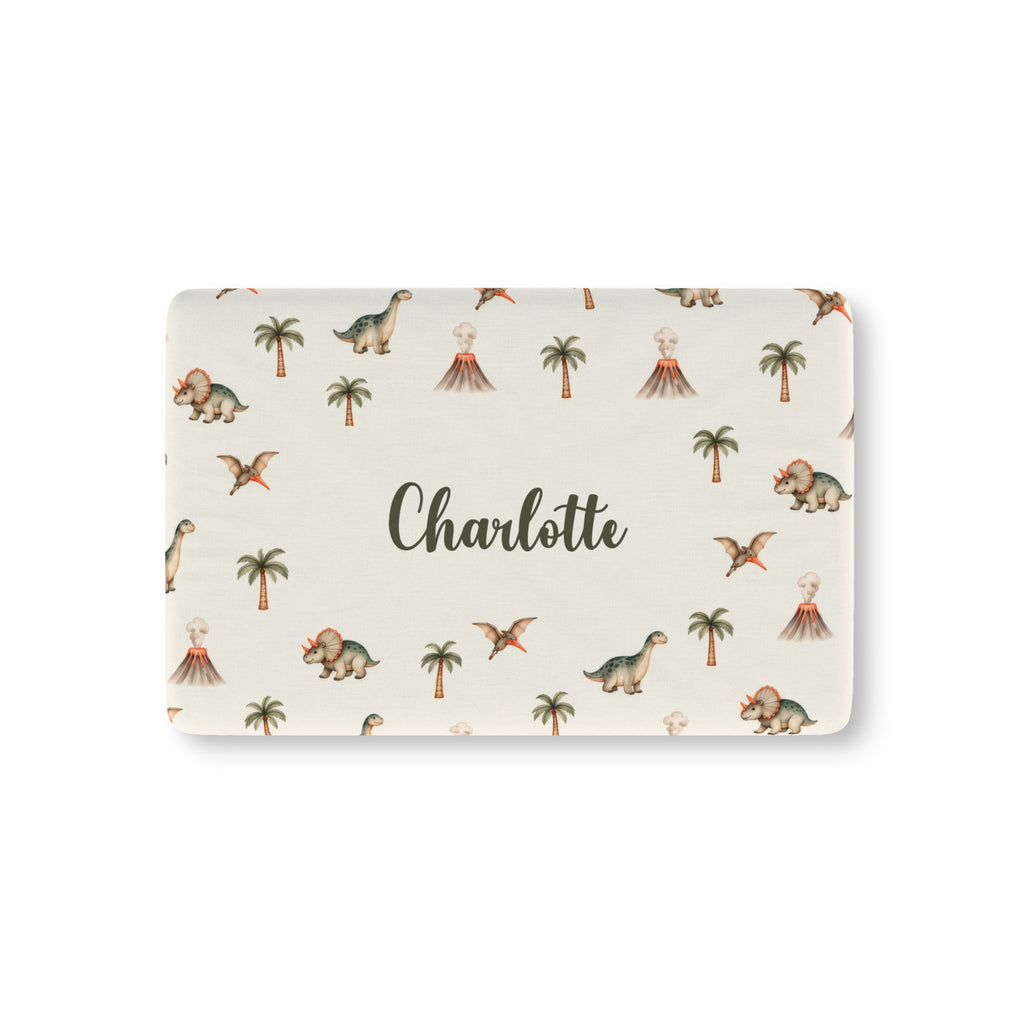 Personalized Name Dinosaur Baby Fitted Crib Sheet