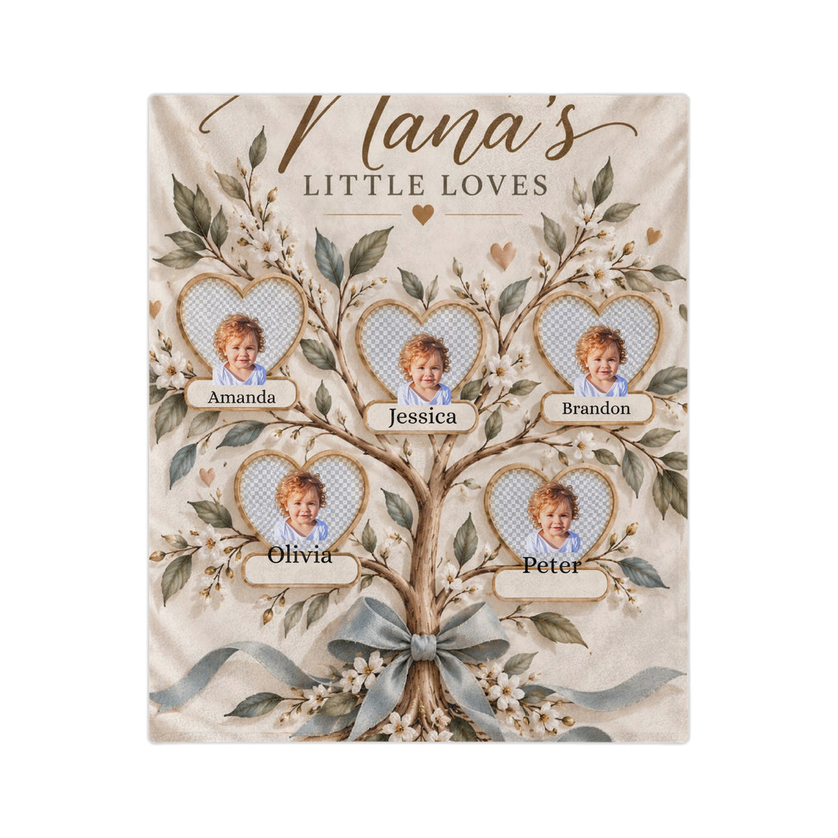 Personalized Nana Blanket Custom Grandkids Photo Nana’s Little Loves Gift